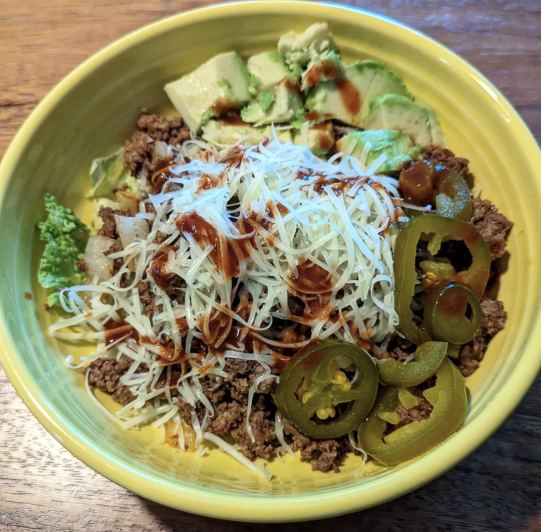 Taco Bowl (no fat added) + Taco Seasoning Recipe
